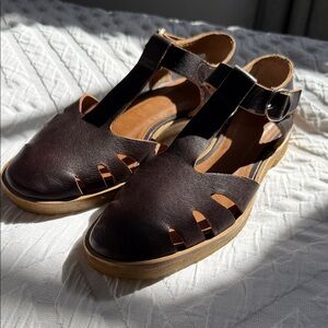 Chic Dark Brown Leather Sandals